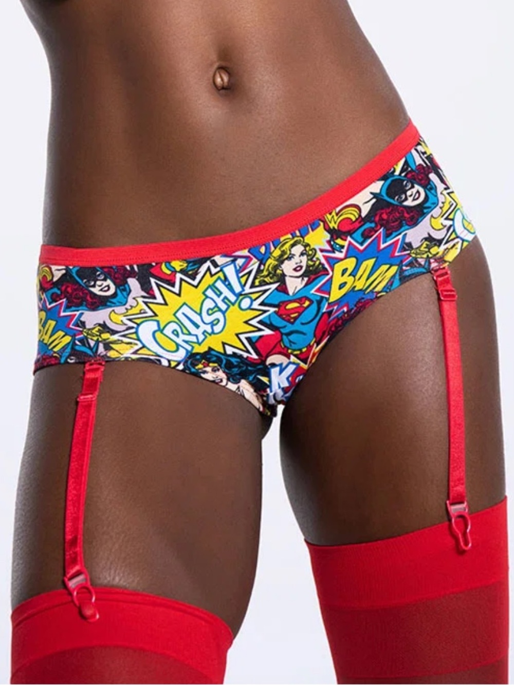 NWT DC Comics Superhero Print Women’s Underwear with Removable Garter Straps